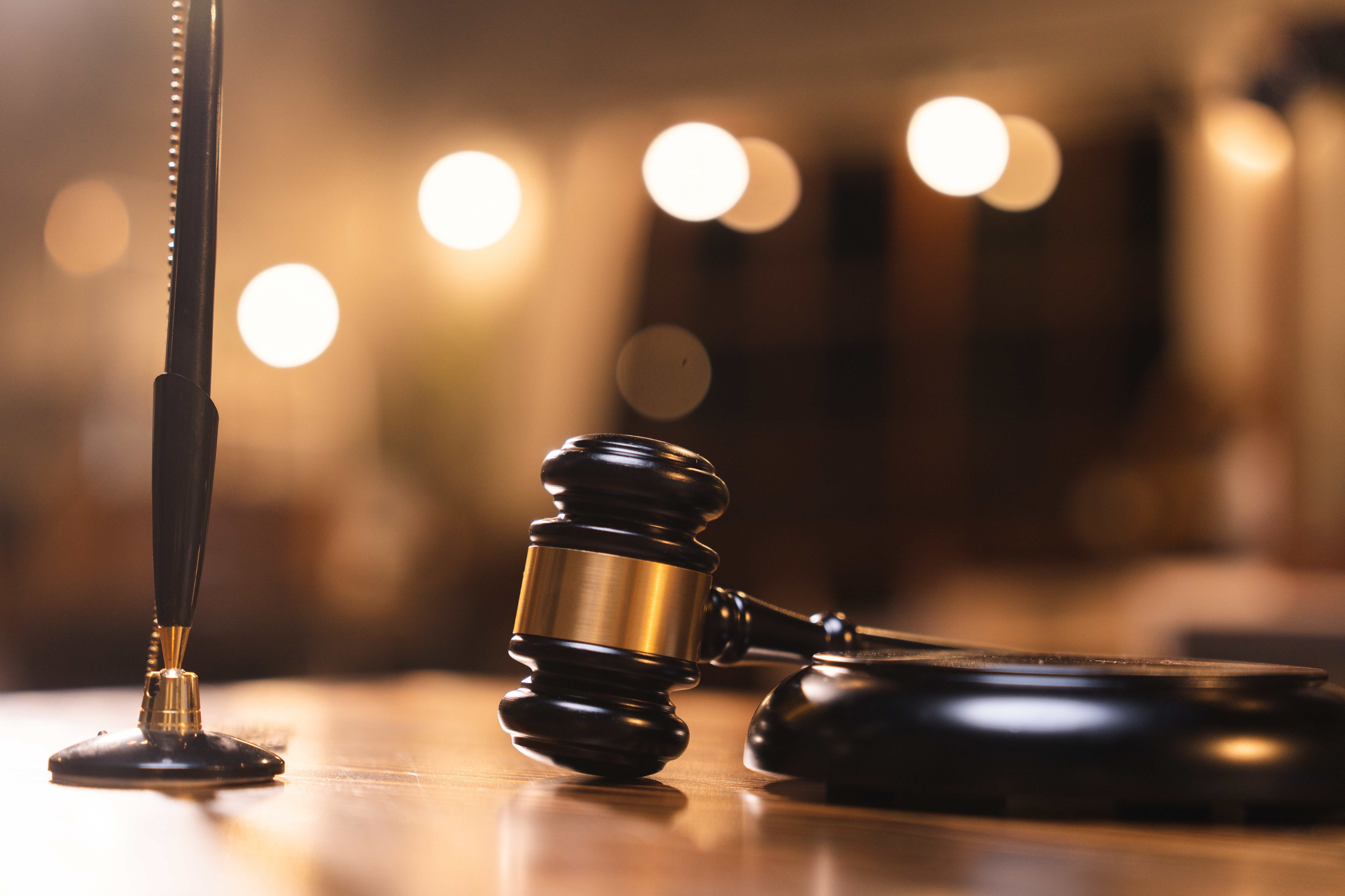 Courtroom gavel and legal authority imagery